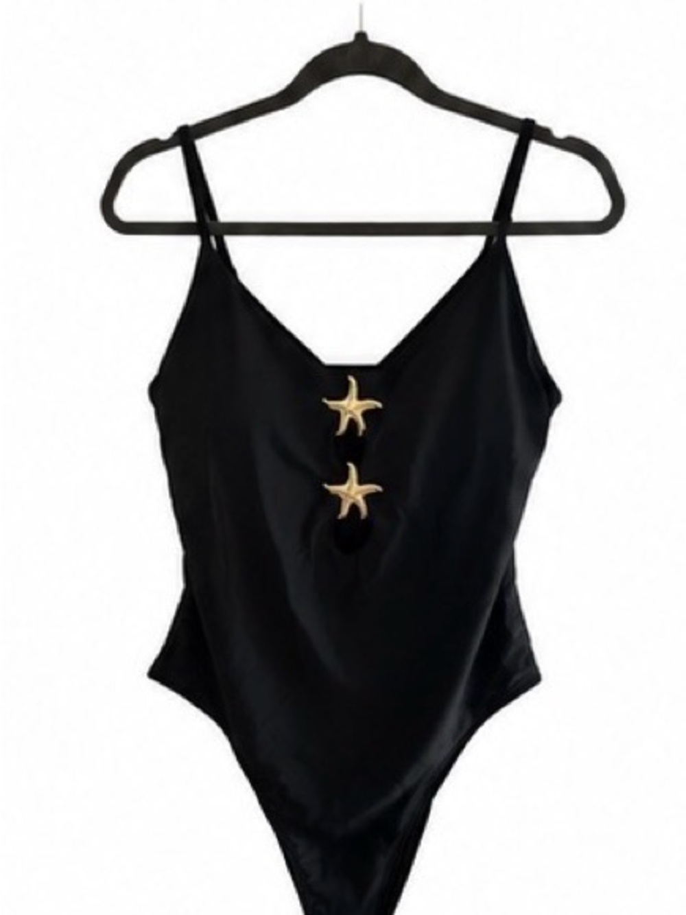 Abercrombie & Fitch Black One-Piece Swimsuit with Gold Starfish Accents
